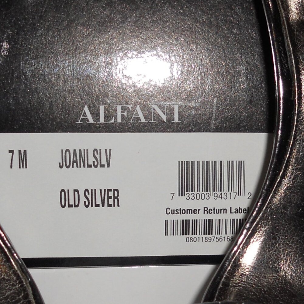 Alfani 7 M Old Silver Sandals High Heels Bow w/ Rhinestone Trim - Picture 6 of 7